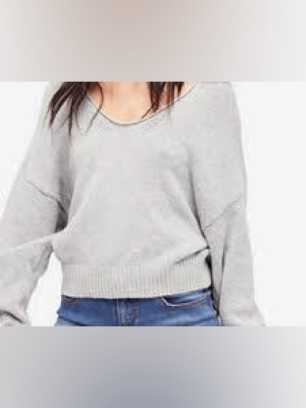 Free People Oversized Cotton Knit Scoop Neck Drop Sleeve Slouchy Sweater Size S